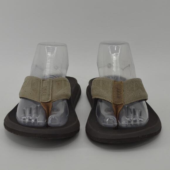 Reef Womens Sz 7 Leather Flip Flop Thong Sandals Tan Classic - Picture 3 of 14